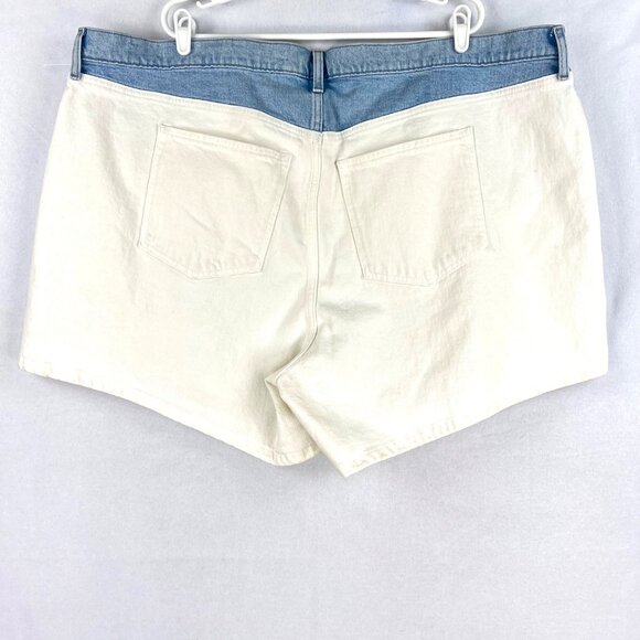 Abercrombie & Fitch Women White Blue The Dad Denim Short High Rise Plus Size 24 - Picture 2 of 9
